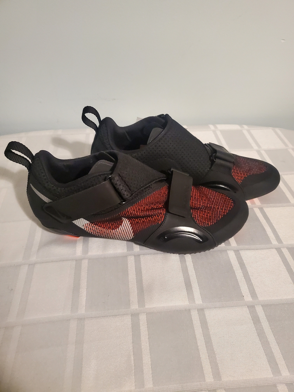Nike Men's Superrep Cycling Shoes in Black & Red - Slip On with Velcro Straps